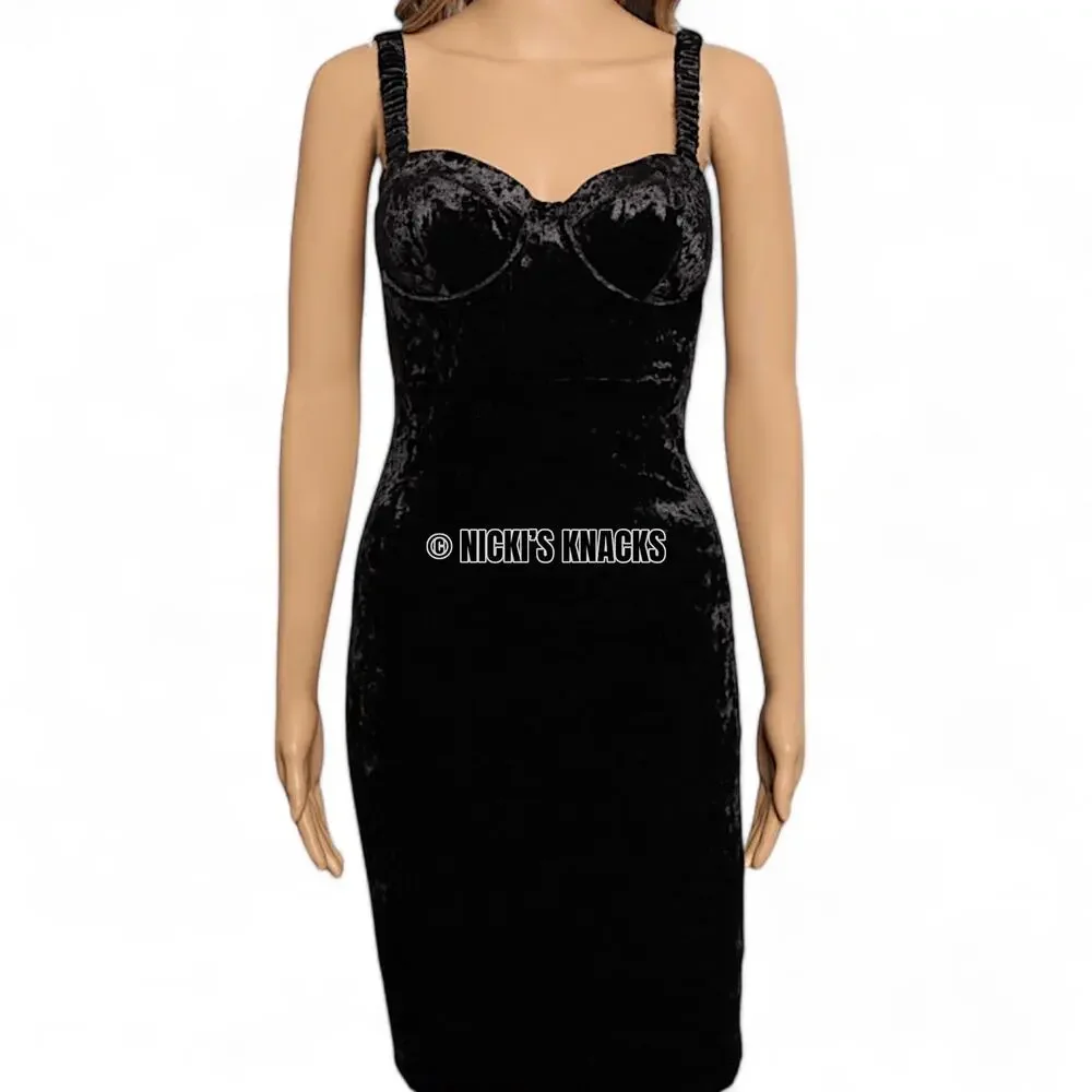 Guess Gianna Black Velvet Mini Dress Sleeveless Bodycon Party Outfit Size XS - Picture 3 of 13